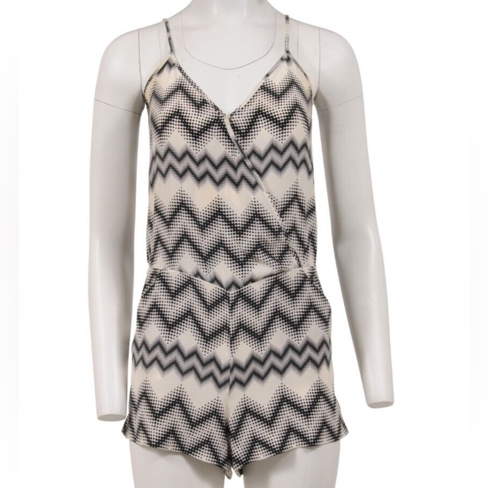 Parker 100% silk chevron printed romper